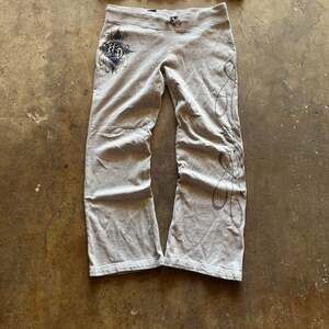 Vintage 90's Harley Davidson Flared Sweatpants Grey Rhinestone Tribal Size M